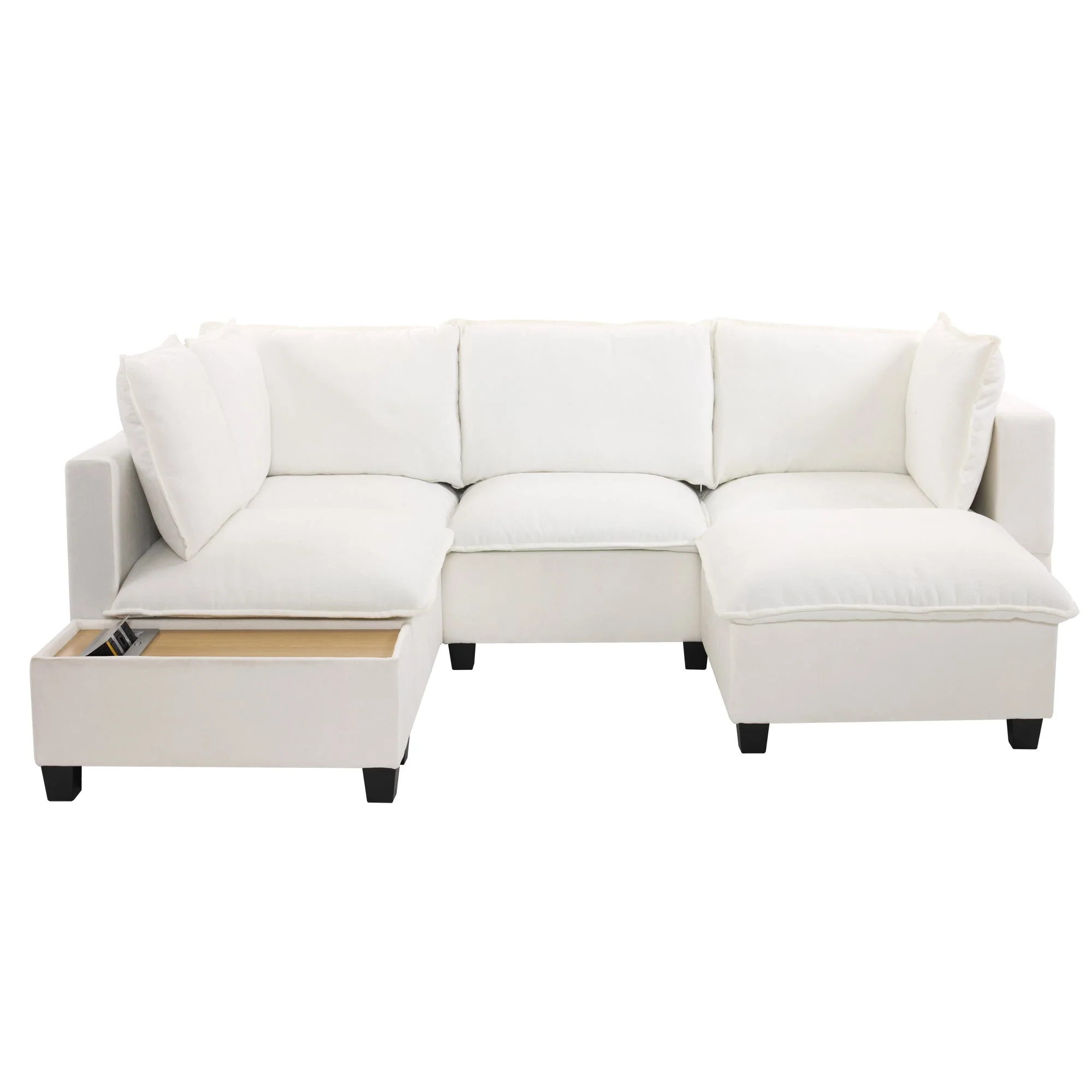 Walker Edison | Cloud Modular U-shaped Sectional Sofa with Ottoman and Coffee Table