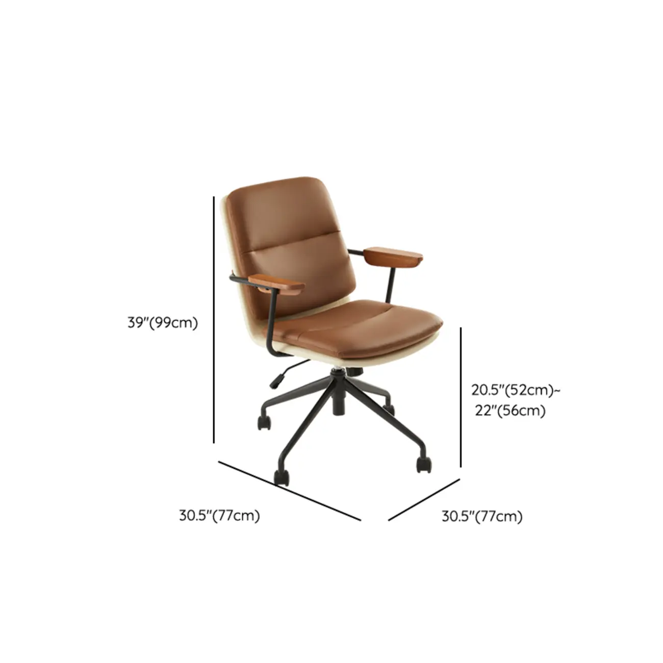 Modern Brown Upholstered Adjustable Swivel Office Chair