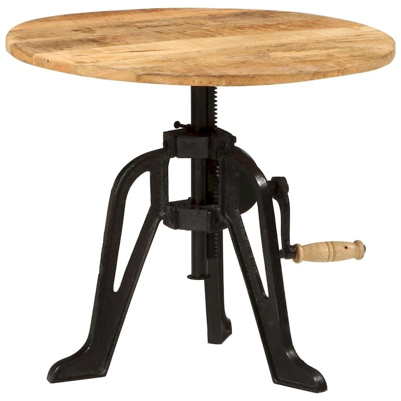 vidaXL Side Table Round Coffee End Table Sofa Table Solid Wood and Cast Iron