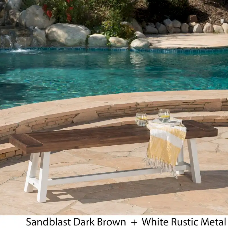 Jubilee Farmhouse Rectangle Acacia Wood Picnic Dining Bench by Christopher Knight Home