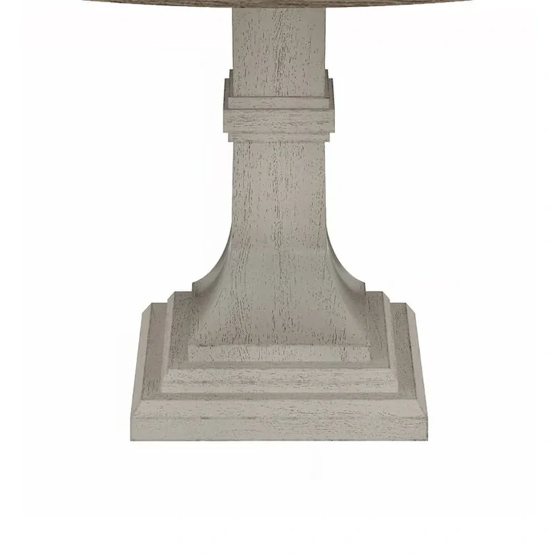 Sane 5pc Dining Table and Chair Set, Fiddleback, Round Top, Gray, White