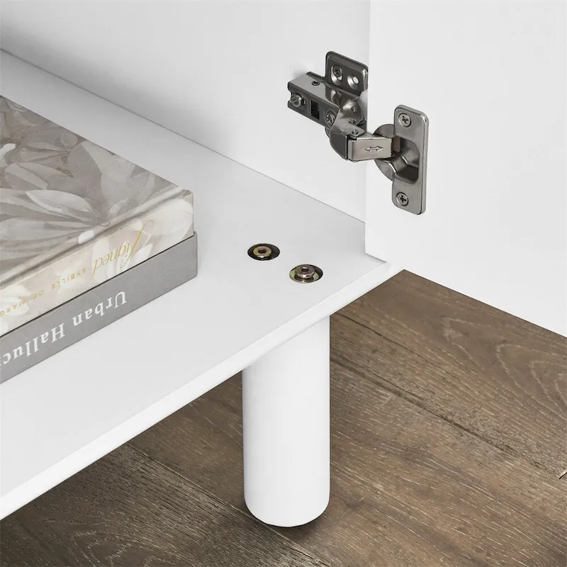 Modern Wood Sideboard Cabinet with Round Legs and Shelf - N/A