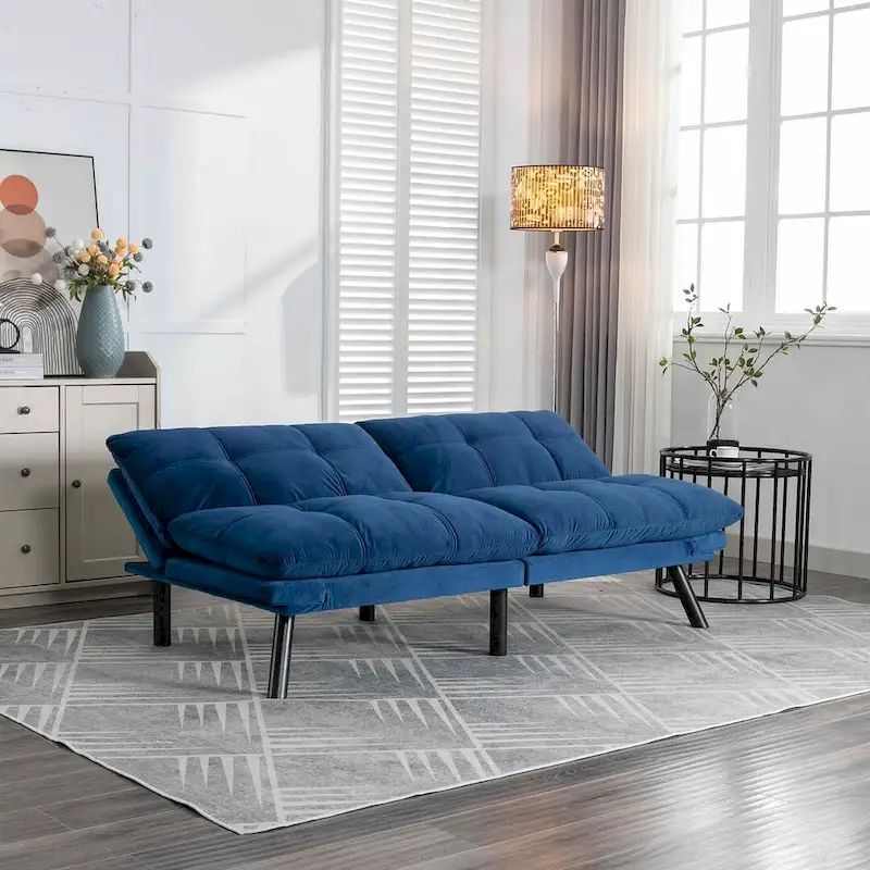 Modern Upholstered 2-Seater Sofa Bed with Adjustable Backrest and Armrests - 70:l