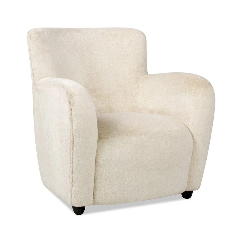 32 Transitional Faux Fur Upholstered Curved Arm Accent Chair