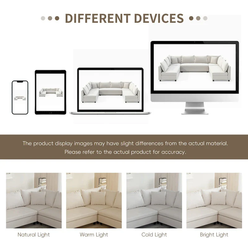 Modular Sectional Sofa, Reversible U Shaped Chenille Couch Set