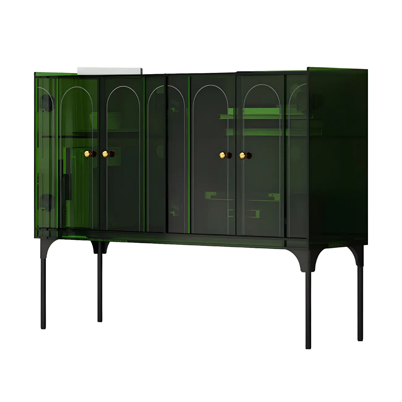 Modern Plastic/Acrylic Sideboard Cabinets with Shelves in Red