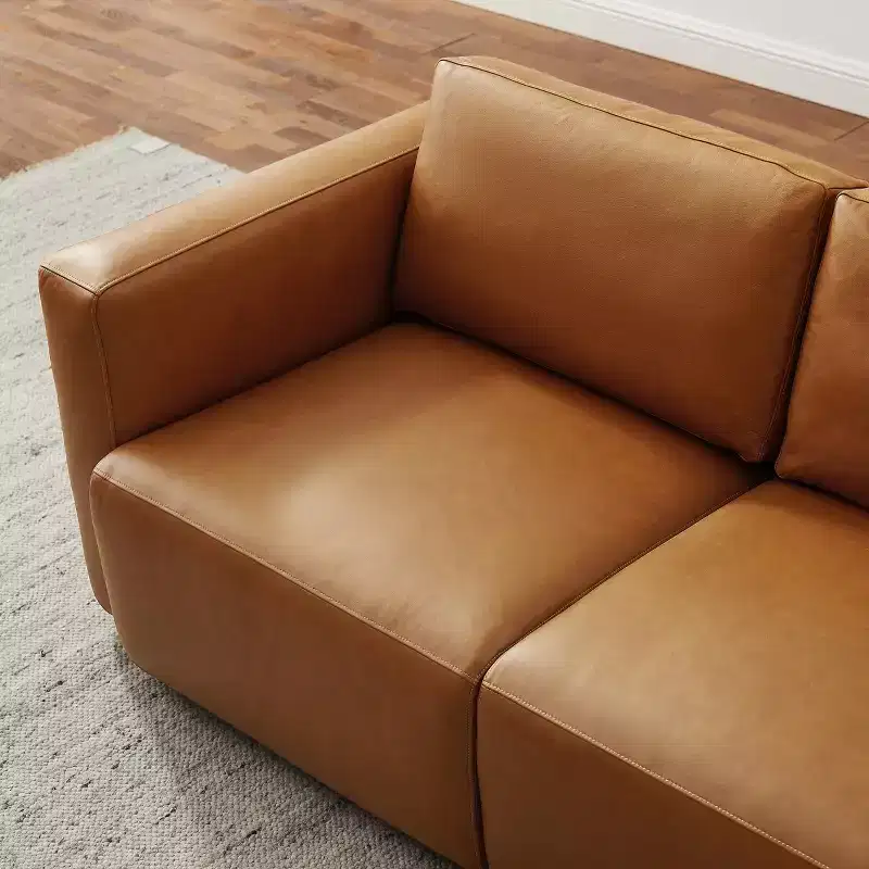 Brown / Chocolate Modular Sectional Sofa, 3-Seater, Leather Upholstered