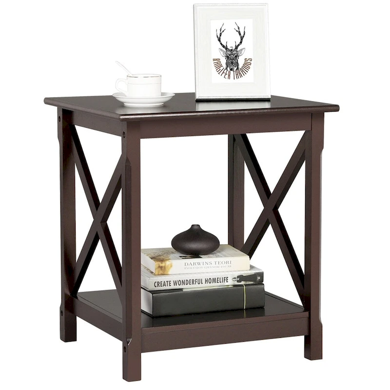 Yaheetech X Design Wood Coffee Side End Table with Storage Shelf