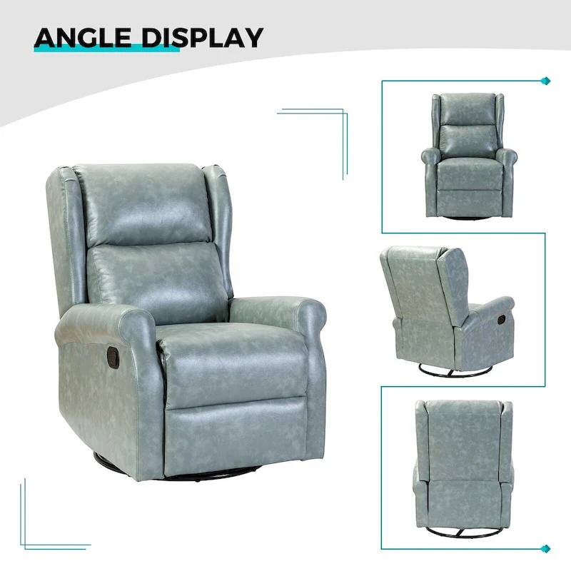 Faux Leather Swivel Nursery Recliners (Metal Base) — Set of 2
