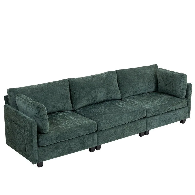 111.42  Chenille Upholstered Three Seater Sofa