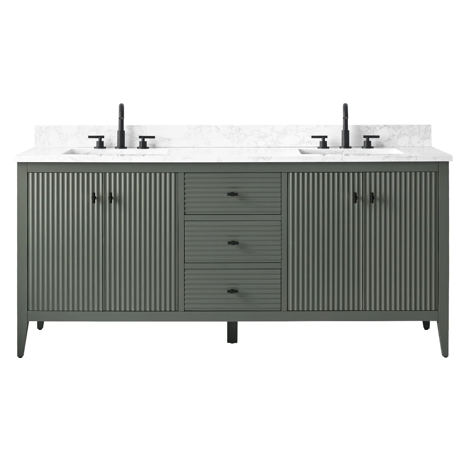 Vanity Art 72 Double Sink Bathroom Vanity Cabinet with Engineered Marble Top