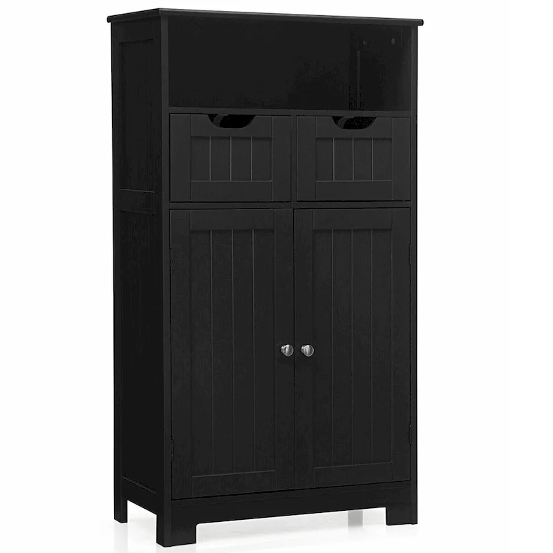 Floor Storage Cabinet with Drawers & Doors – Espresso / Black / Grey, 1-Person Use