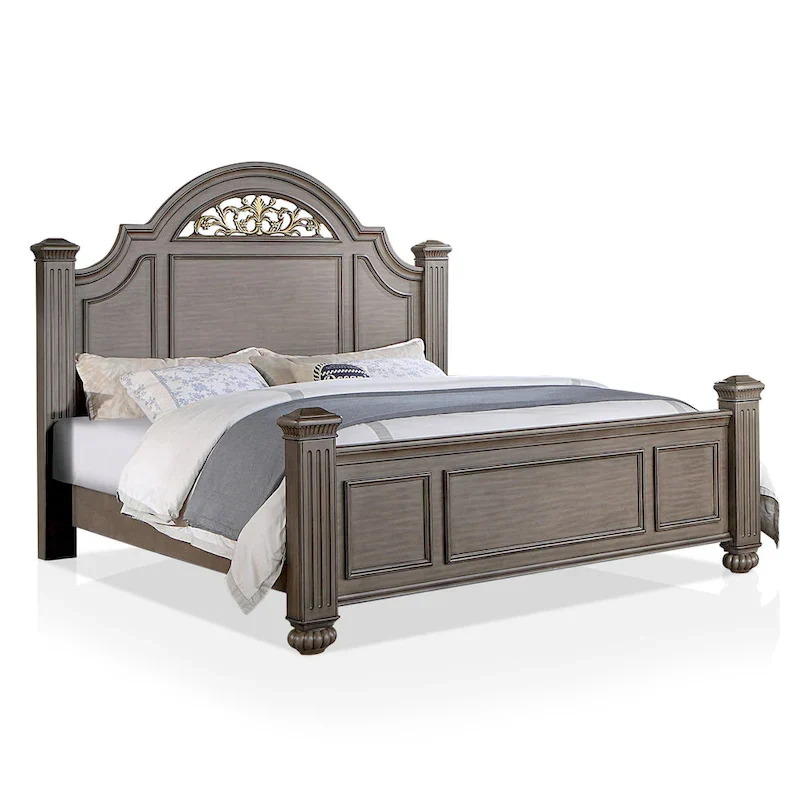 Vame 3-Piece Traditional Grey Wood Poster Bedroom Set With Two Nightstands by Furniture of America