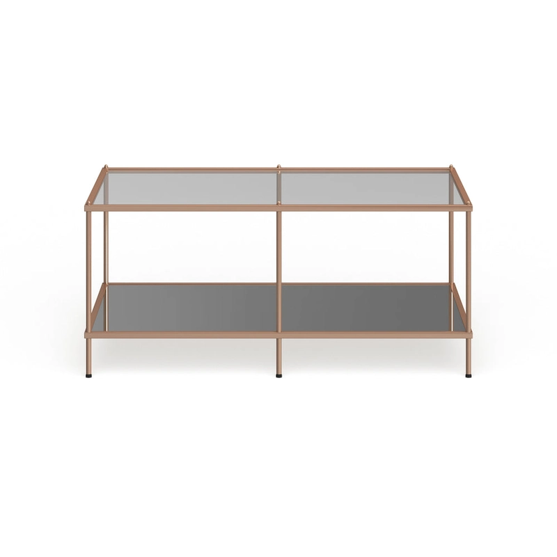 SEI Furniture Grant Goldtone Rectangular Coffee Table with Glass top and Bottom Shelf