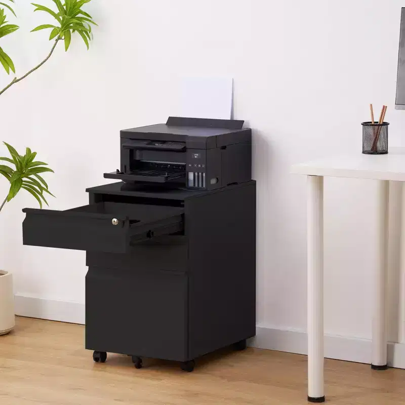 3 Drawer File Cabinet with Lock, Metal Vertical Rolling File Cabinet, Mobile Under Desk Filing Storage Cabinet for Home Office Study Room