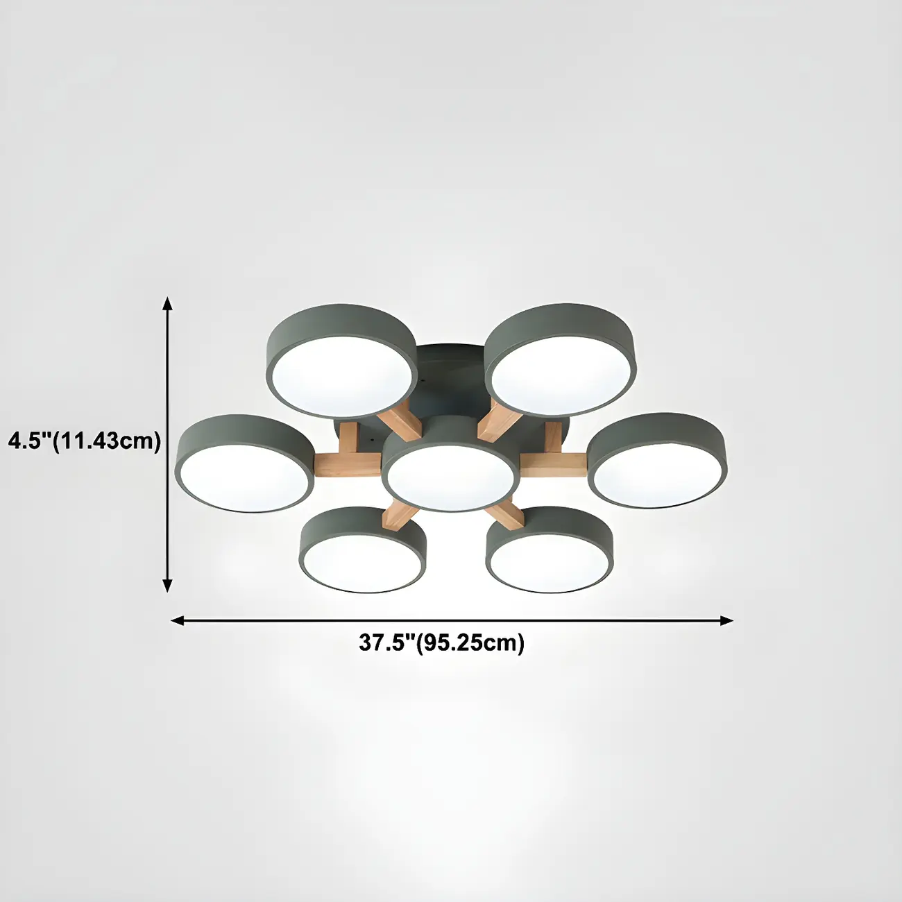 Green Drum Shade Semi Flush Ceiling Light 3-Gear Dimming