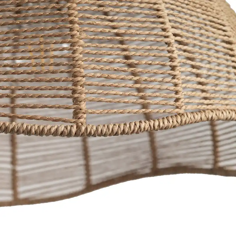 Farmhouse Brown 1-Light Woven Paper Rope Pendant Light