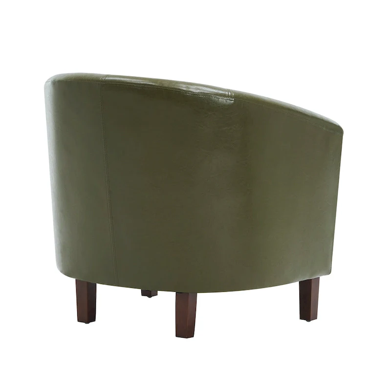 PU Leather Barrel Accent Chair - Brown Single Seat