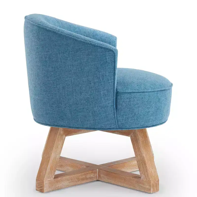 GDFStudio Glenn 360 Swivel Linen Upholstery Rubberwood Cross Base Chair