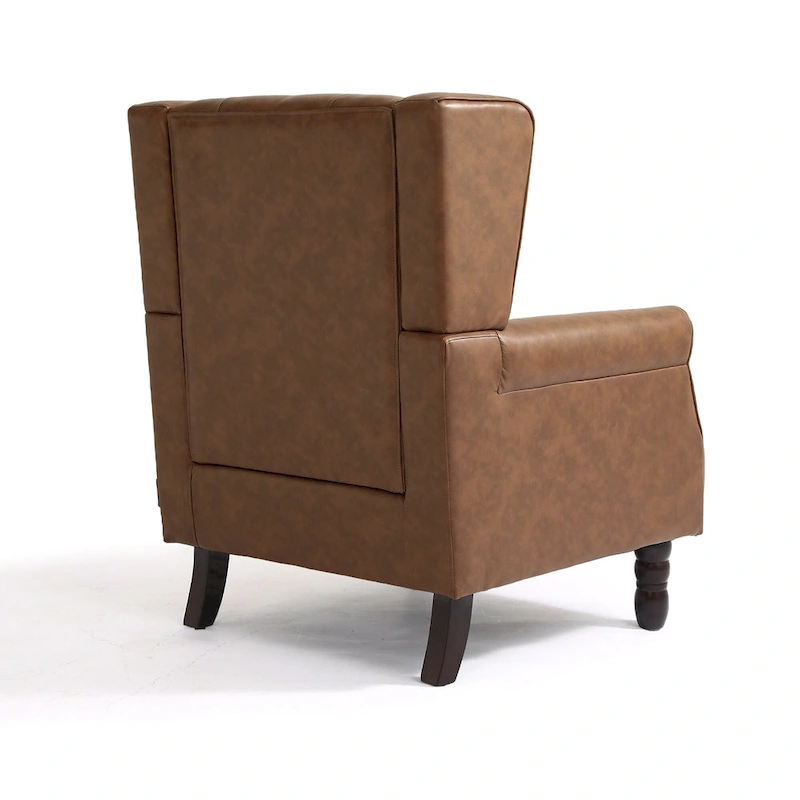 Set of 2 Vegan Leather Upholstered Button Tufted Accent Chair