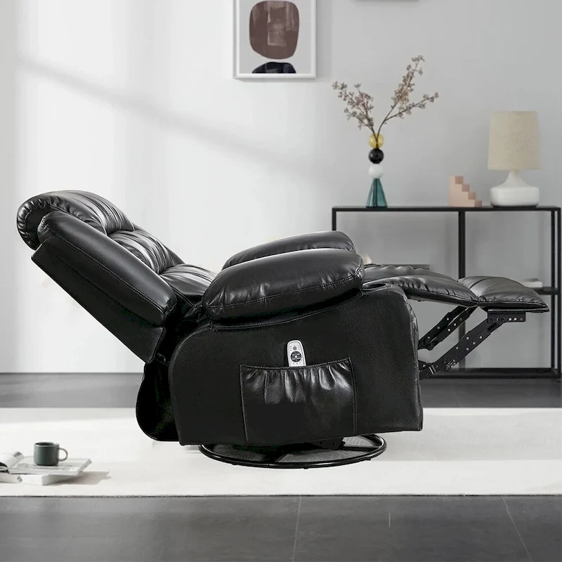 Modern Manual Swivel Rocker Recliner Chair, Massage Heated Chair