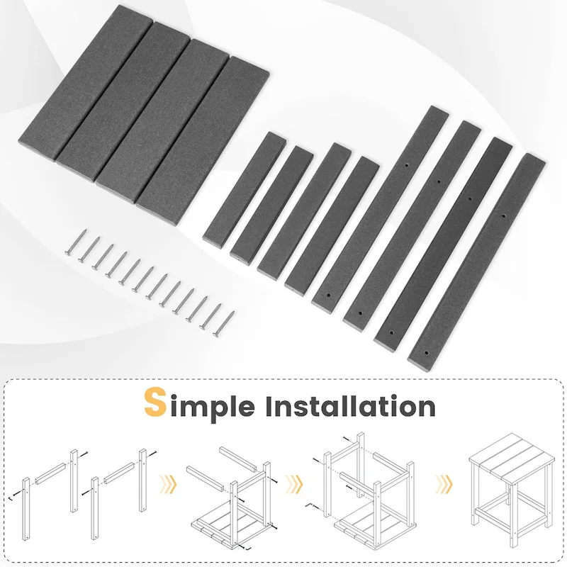 Gymax 2PCS 14 Patio Adirondack Side Table HDPE Square Weather