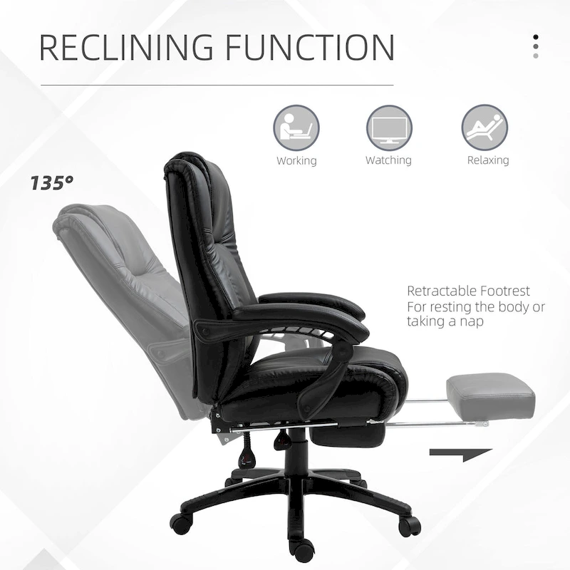 Executive High Back Office Chair Executive Computer Desk Chair with Adjustable Height and Retractable Footrest