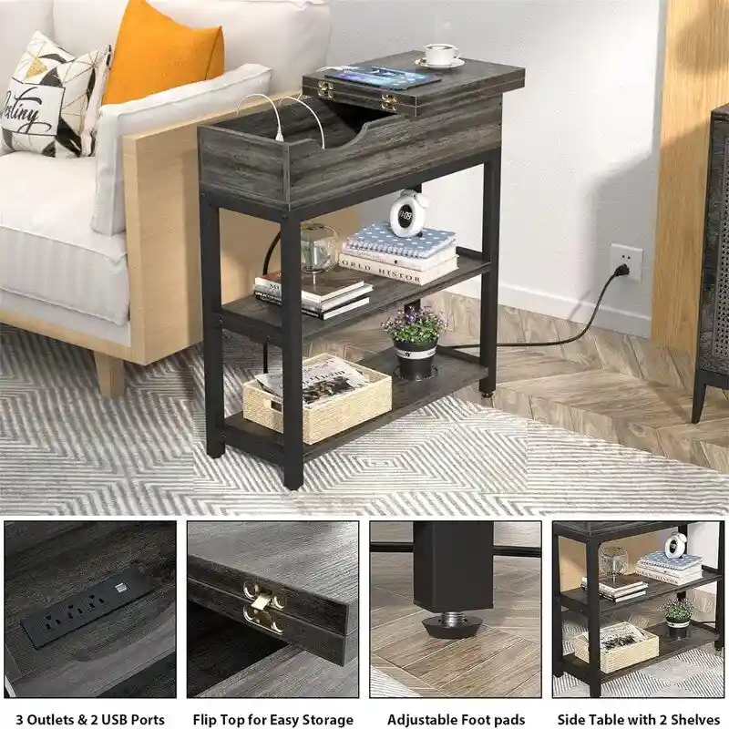 End Table with Charging Station - 11D x 23.6W x 24.5H