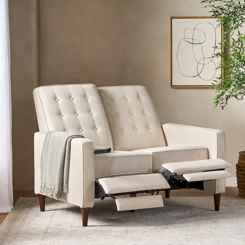 Denison Upholstered Loveseat Pushback Recliner by Christopher Knight Home