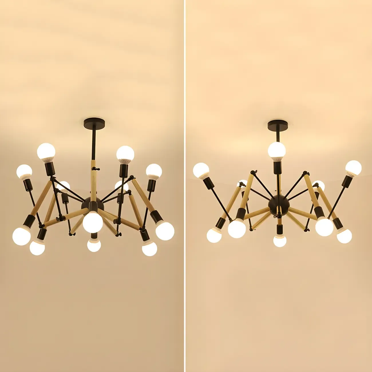 Modern Multi-Light Metal Adjustable Downrod Sputnik Chandelier