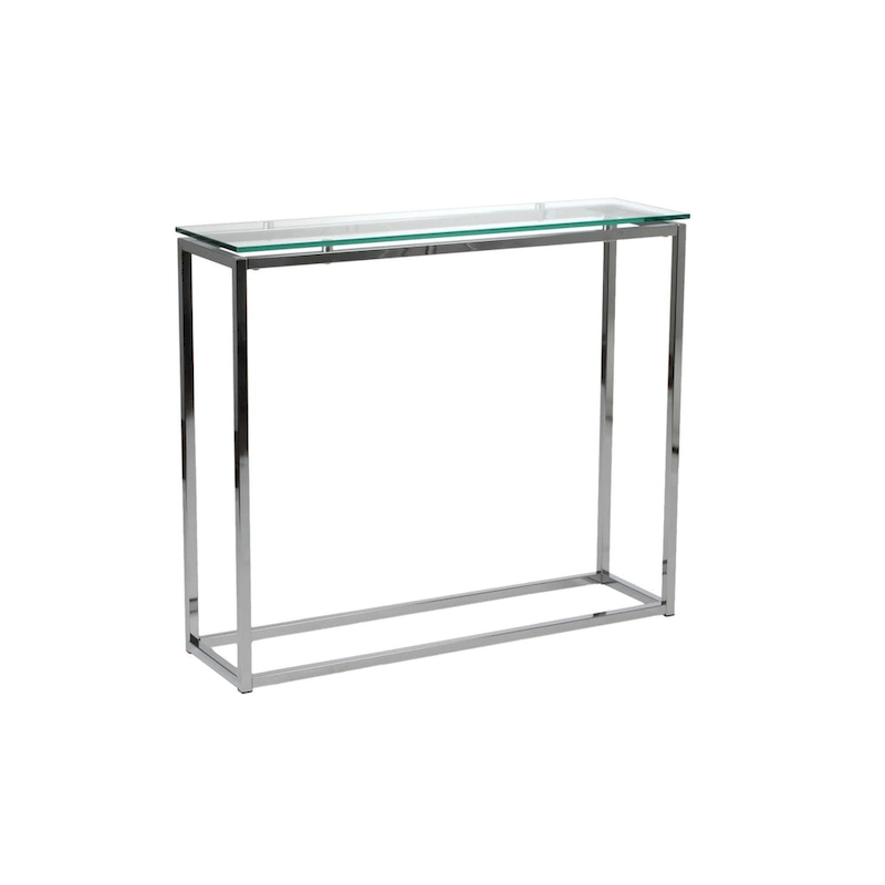HomeRoots 36 Clear and Silver Glass Sled Console Table