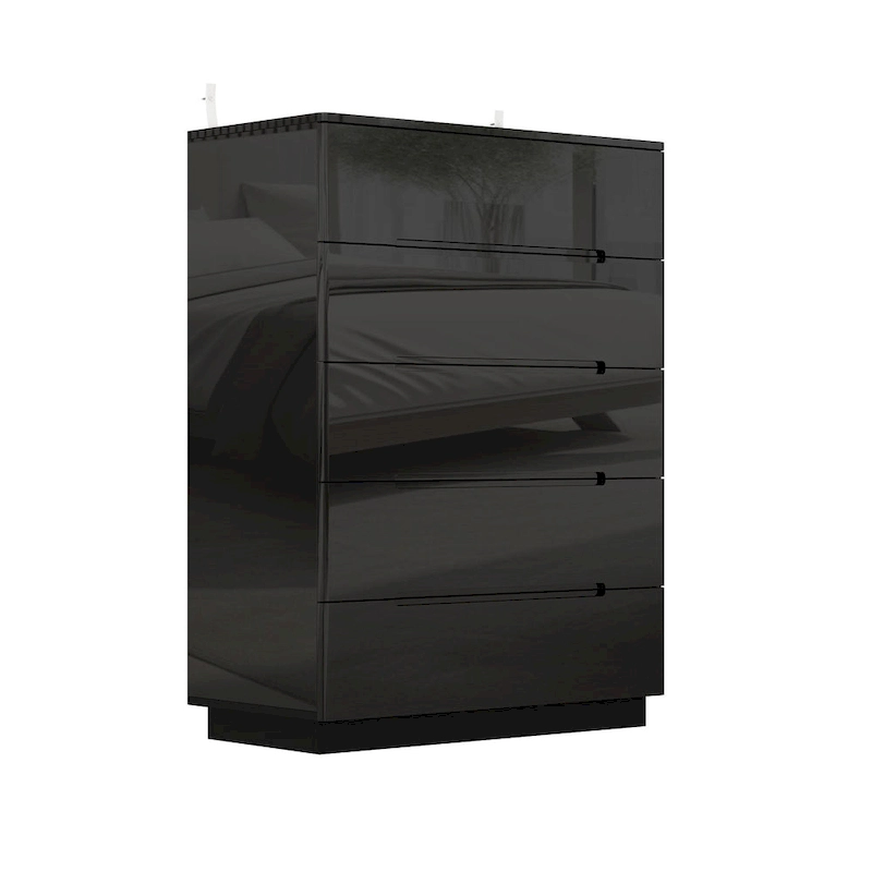 31.5 High Gloss Chest With Light Chest w/5 Drawers&Spacious Tabletop
