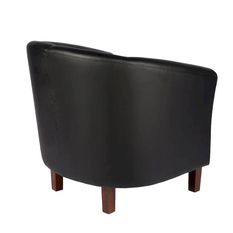 PU Leather Barrel Accent Chair - Brown Single Seat