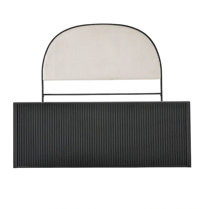 Choteau Black Finish Metal Gray Fabric Queen Bed by iNSPIRE Q Modern