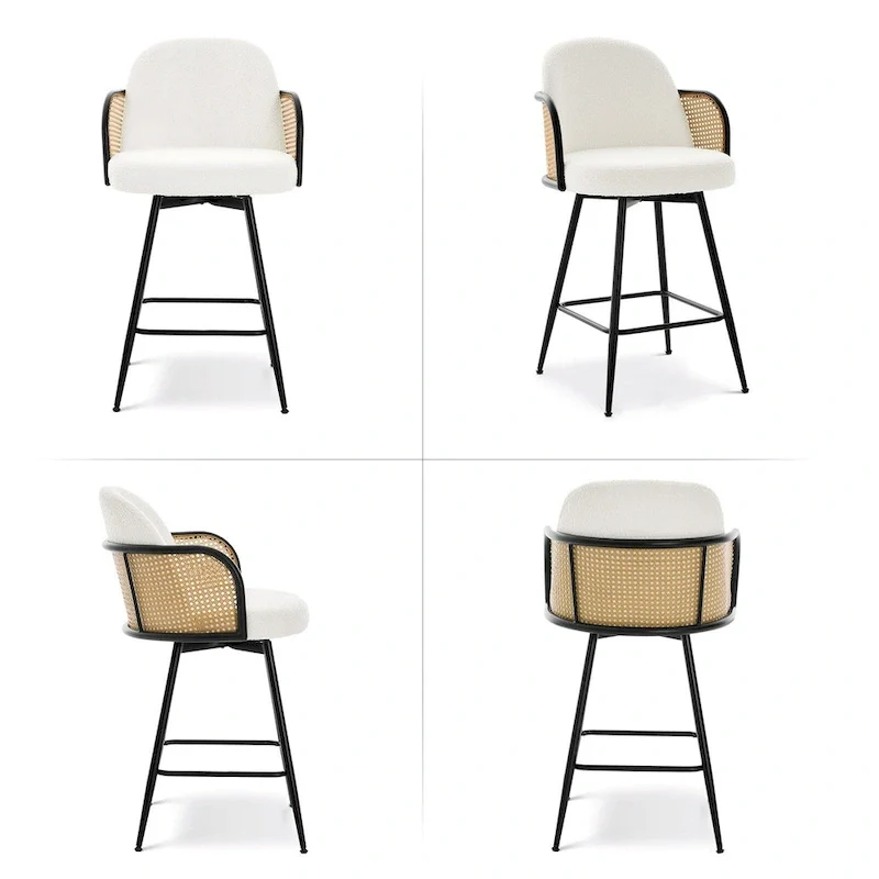 26-Inch Fabric Upholstered Swivel Counter Height Bar Stools - 38.2 H x 21.5 W x 23.2 D