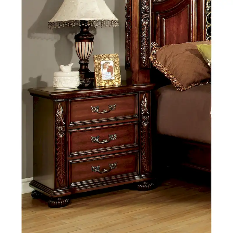 Traditional Cherry Solid Wood 3-Drawer Nightstand
