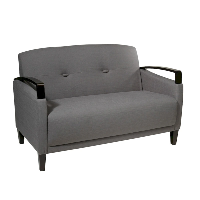 OSP Home Furnishings Main St. Loveseat with EasyClean Interlace Fabric & Espresso Finish Wood Arms & Legs