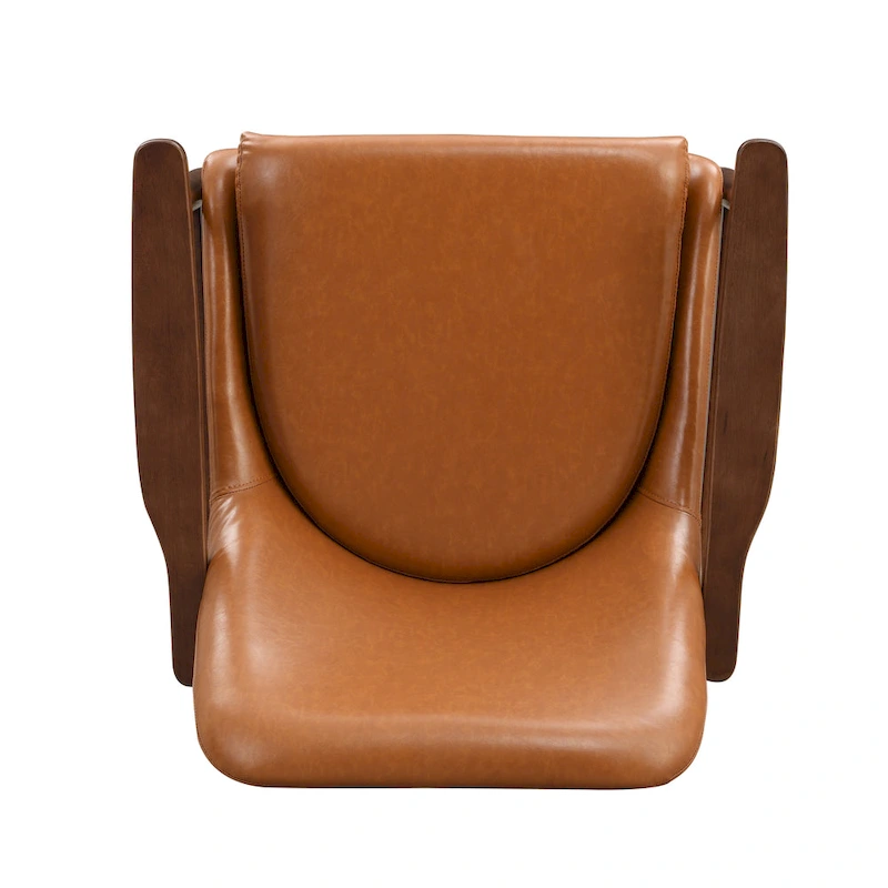 Brown 29.2 Faux Leather Lounge Chair with Tapered Legs