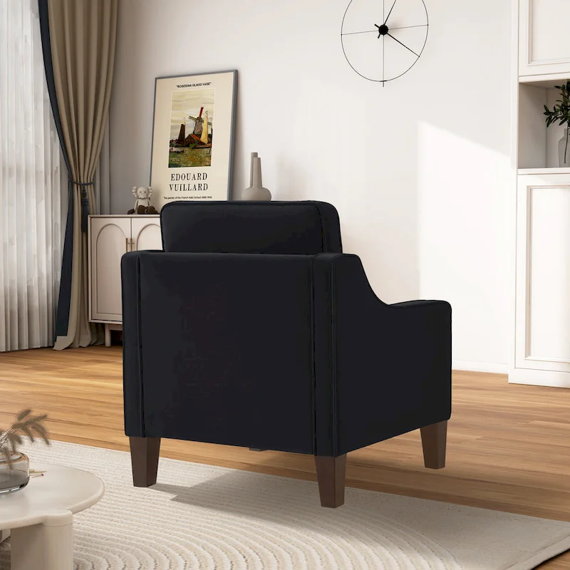 Modern Velvet Upholstered Accent Chair Single Sofa Armchair