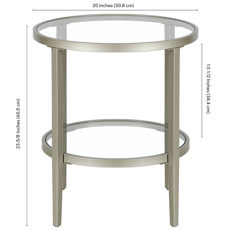 Hera 19.63 Wide Round Side Table with Clear Glass Shelf
