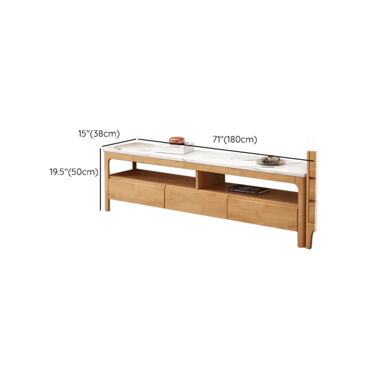 Durable Natural Wooden TV Stand with Cable Management