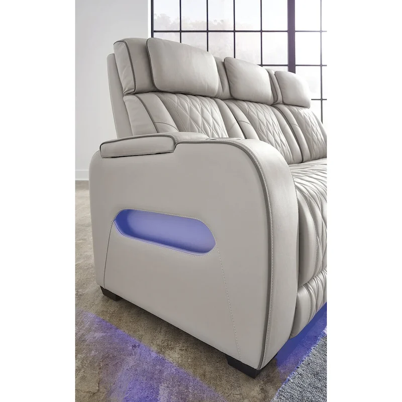 Signature Design by Ashley Boyington Gray Power Reclining Loveseat with Console - 75W x 40D x 44H