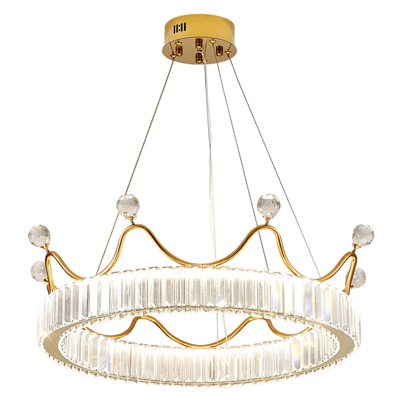 Elegant LED Golden Crown Shape Crystal Chandelier