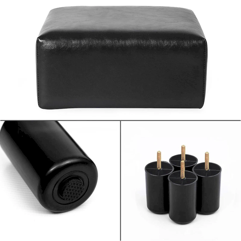 Adeco Footrest Stool Faux Leather Ottoman with Thick Upholstery