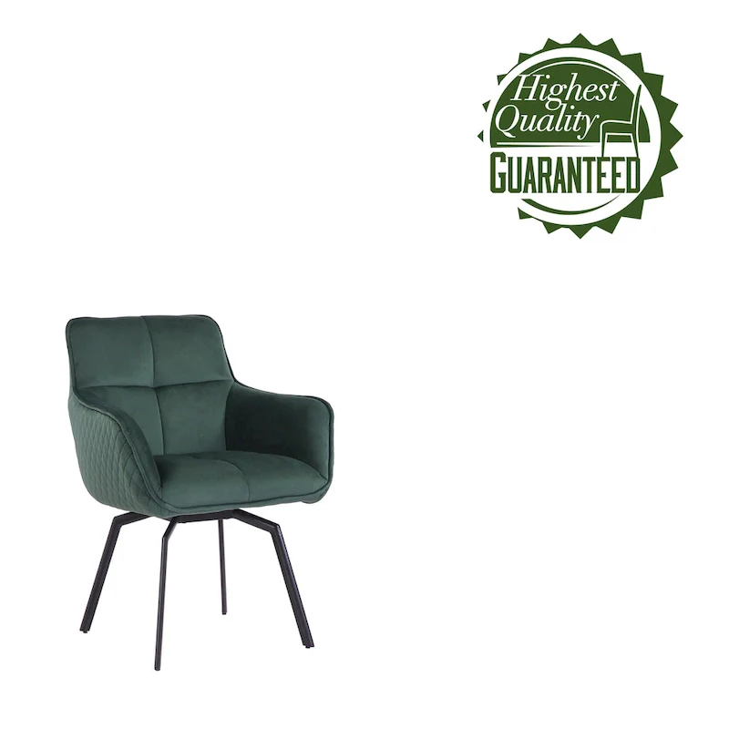 Swivel Velvet Accent Chair with Metal Legs