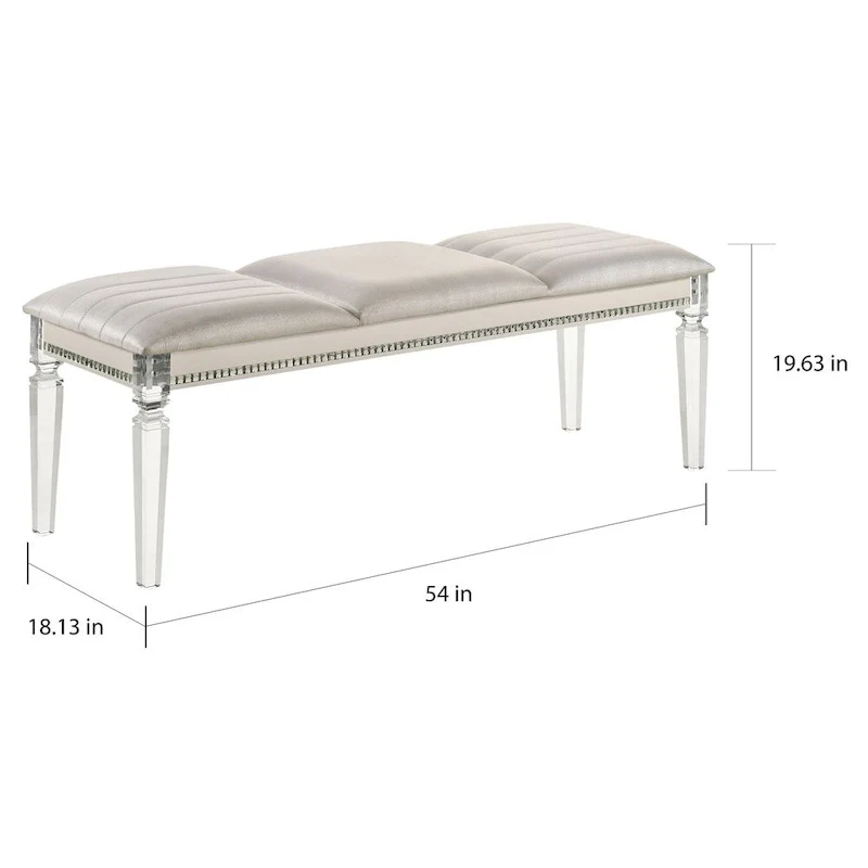 Xian Glam Clear Faux Leather Padded Bedroom Bench by Furniture of America