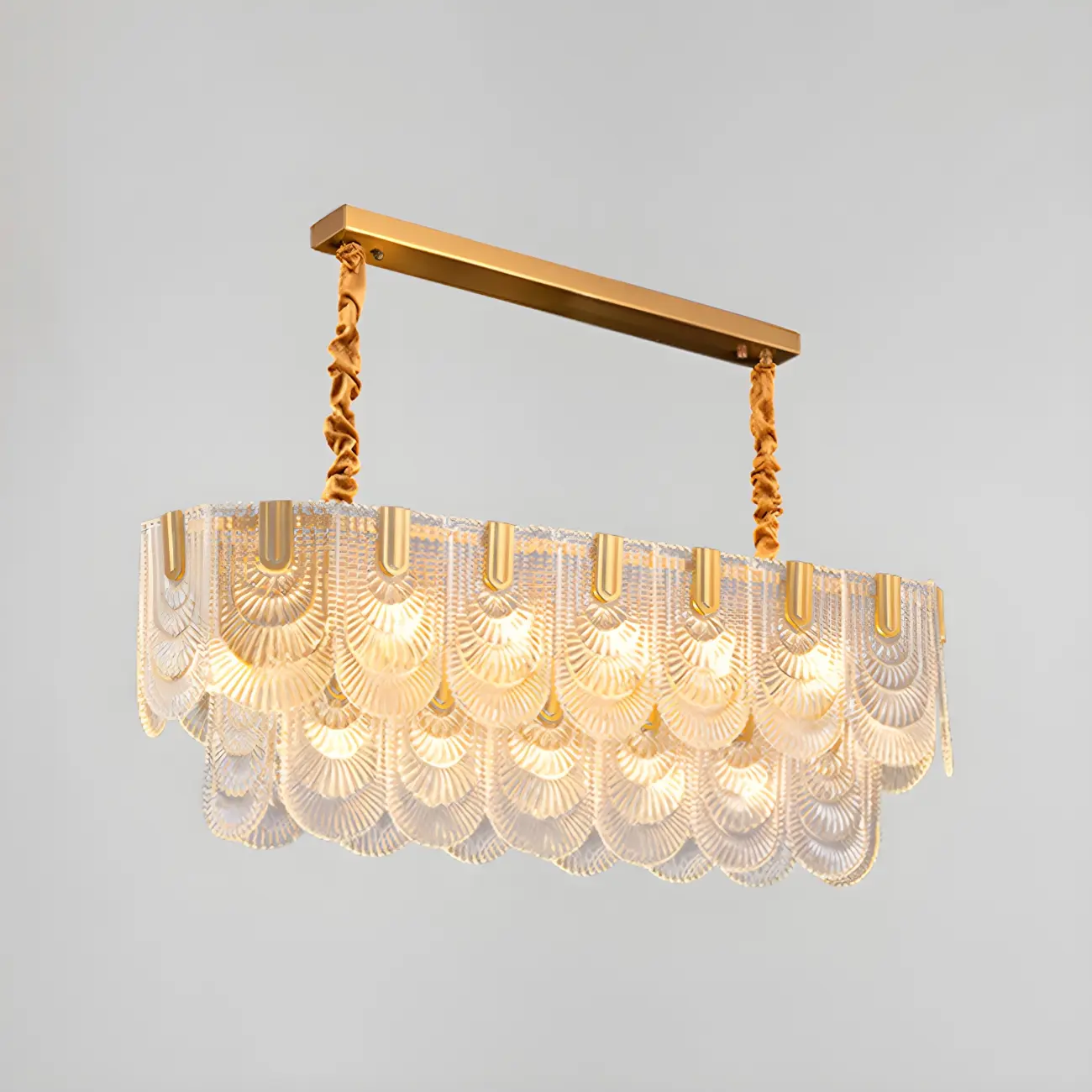 Luxury Gold Metal Island Pendant Light with Glass Accents