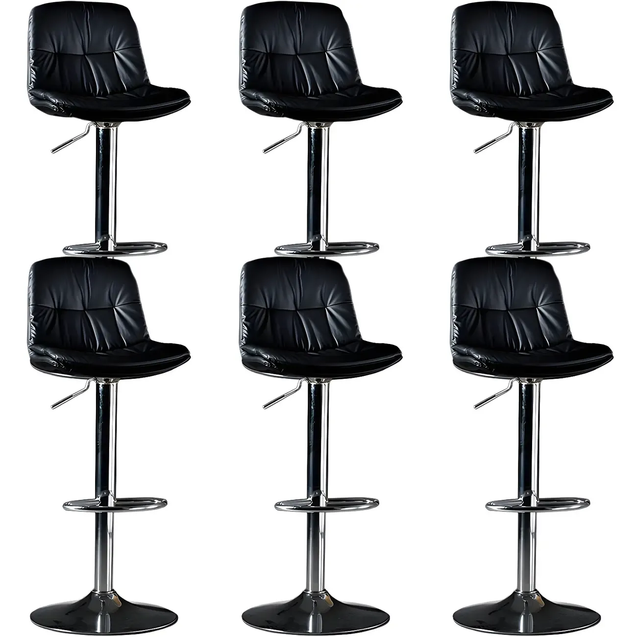 Adjustable Leather Low Back Swivel Bar Stool