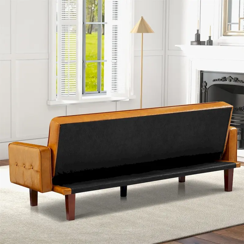 Sofa Bed Couch Faux Leather Loveseat Sofa Convertible Modern Futon Couch Small Sleeper Futons Bed