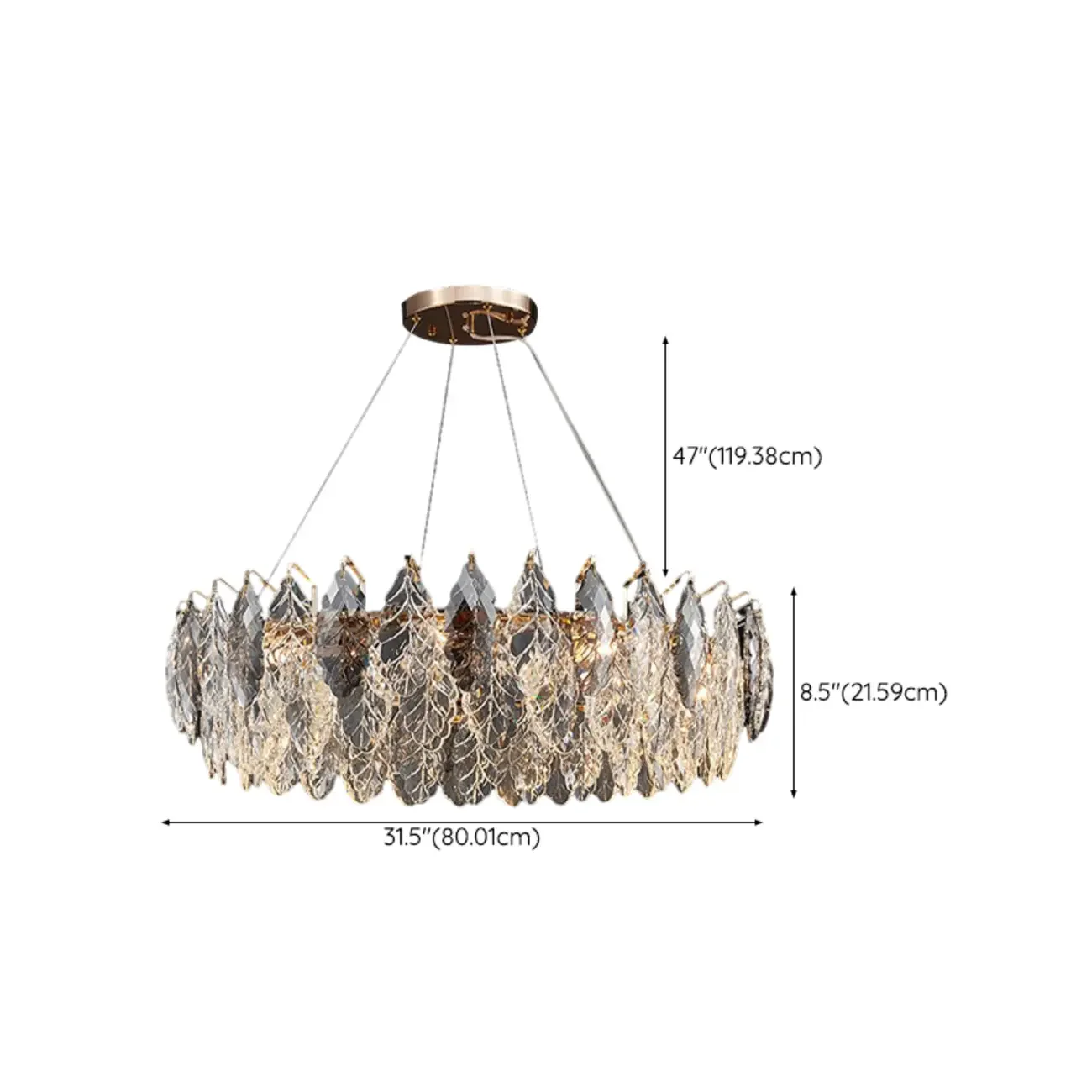 Exquisite Round Multi-light Crystal Leaf Chandelier